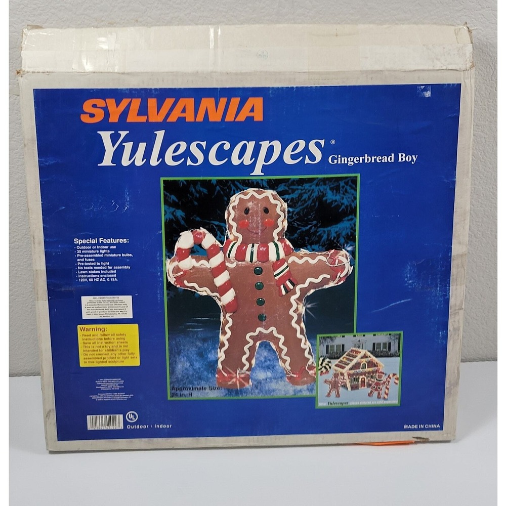 Vintage Sylvania Yulescapes Gingerbread Boy Outdoor Xmas Decor‎ Lights Tested